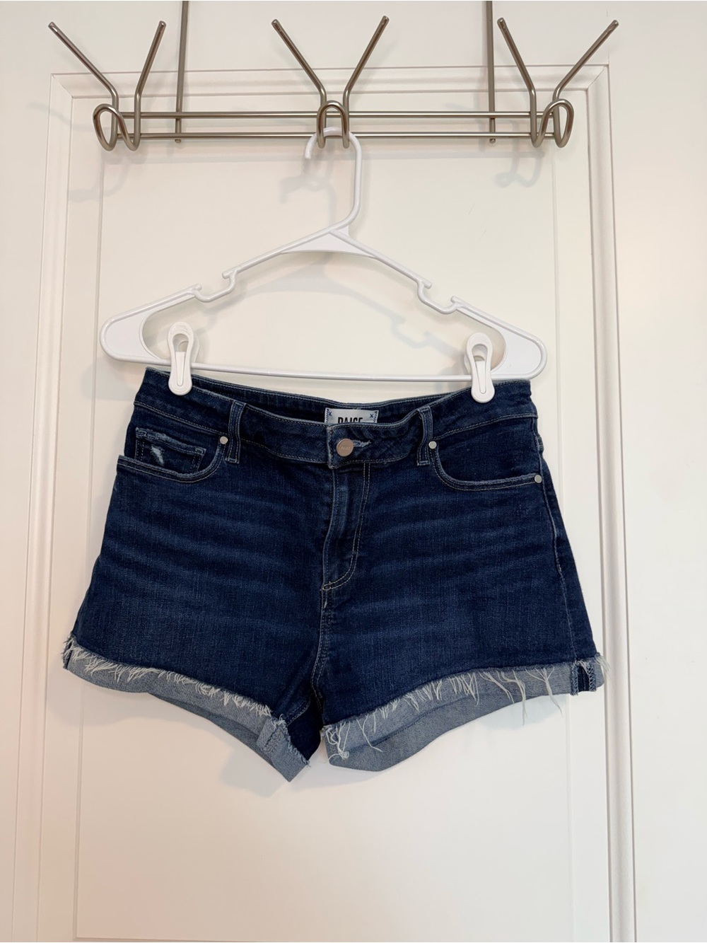 Dark Blue Denim Cutoff Shorts - Paige